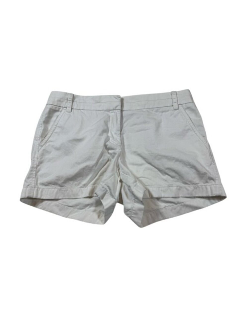 J.Crew Womens Chino Shorts Size 8 White Casual Cotton-Blend Lightweight (P1036)